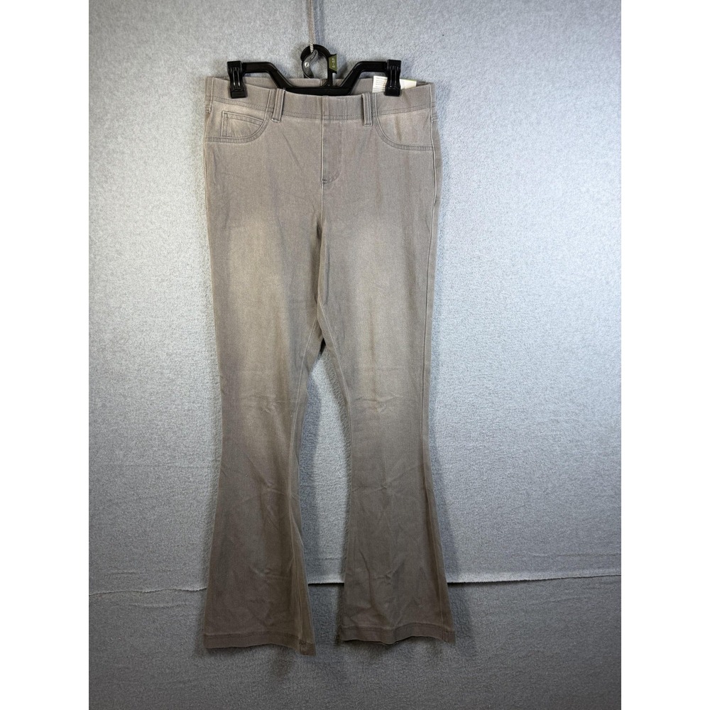 Serra Jeans Womens Medium Beige Mid Rise Flare Stretch Denim Casual Pants